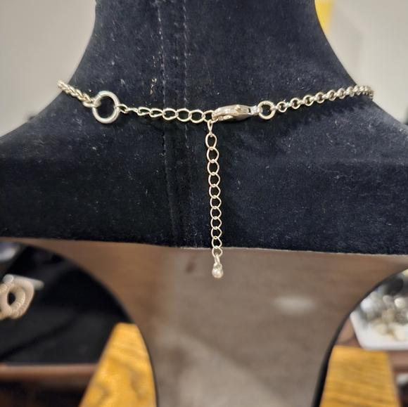 Double circle chain link silvertone necklace - Picture 4 of 4